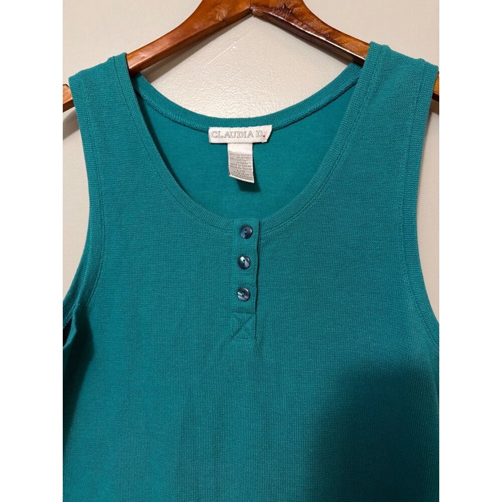 Claudia D Teal Sleeveless Maxi Dress With Button Detail Side Slits L - Picture 4 of 7